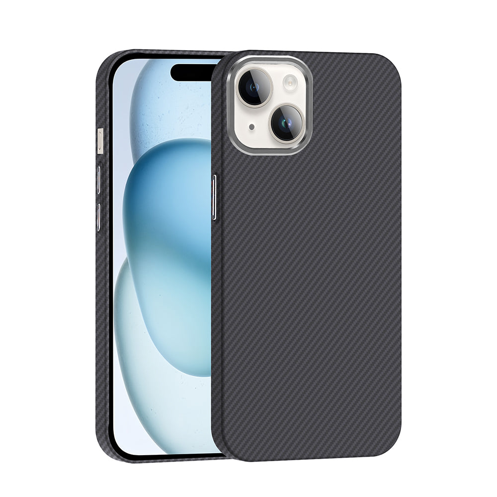 Apple iPhone 13 Kılıf M-safe Şarj Özellikli Karbon Fiber Görünümlü Zore Gros Kapak Siyah