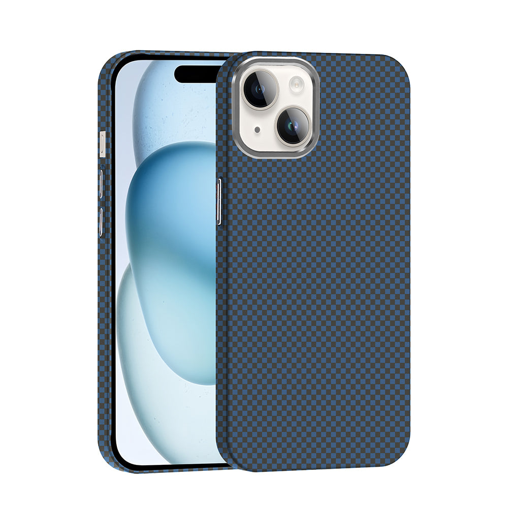 Apple iPhone 13 Kılıf M-safe Şarj Özellikli Karbon Fiber Görünümlü Zore Gros Kapak Lacivert