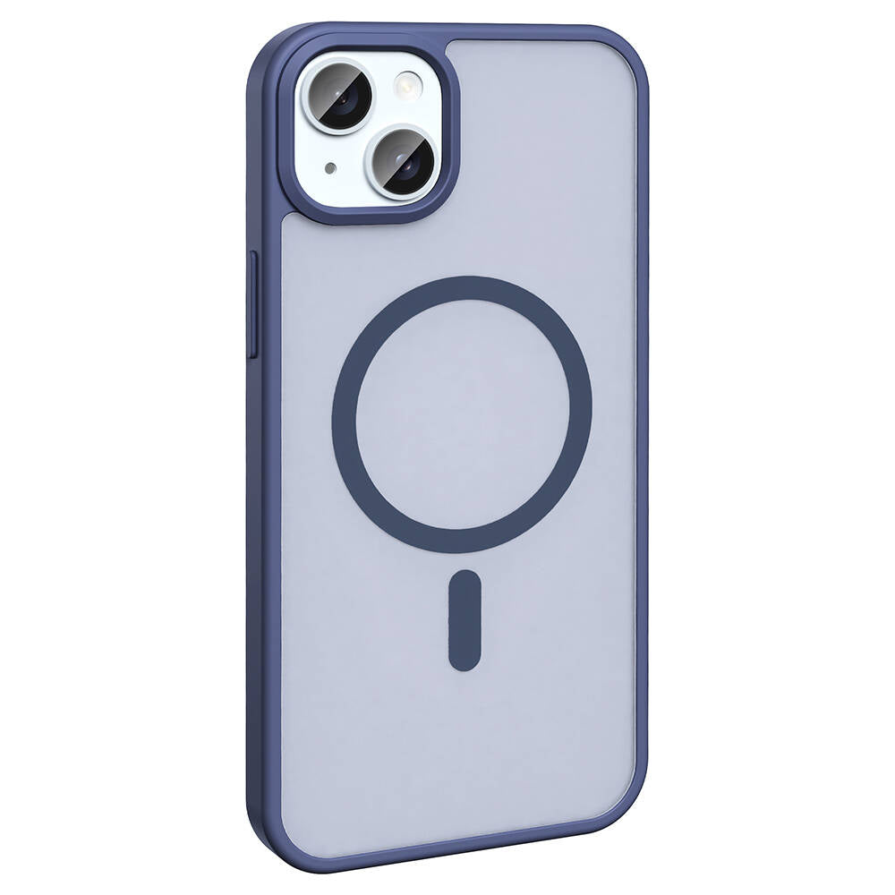 Apple iPhone 13 Kılıf M-safe Şarj Özellikli Mat Arka Yüzey Zore Sio Kapak Lacivert