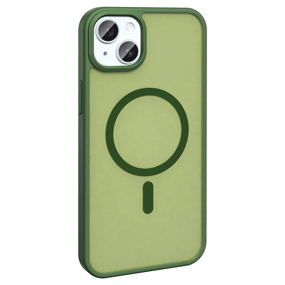 Apple iPhone 13 Kılıf M-safe Şarj Özellikli Mat Arka Yüzey Zore Sio Kapak Açık Yeşil