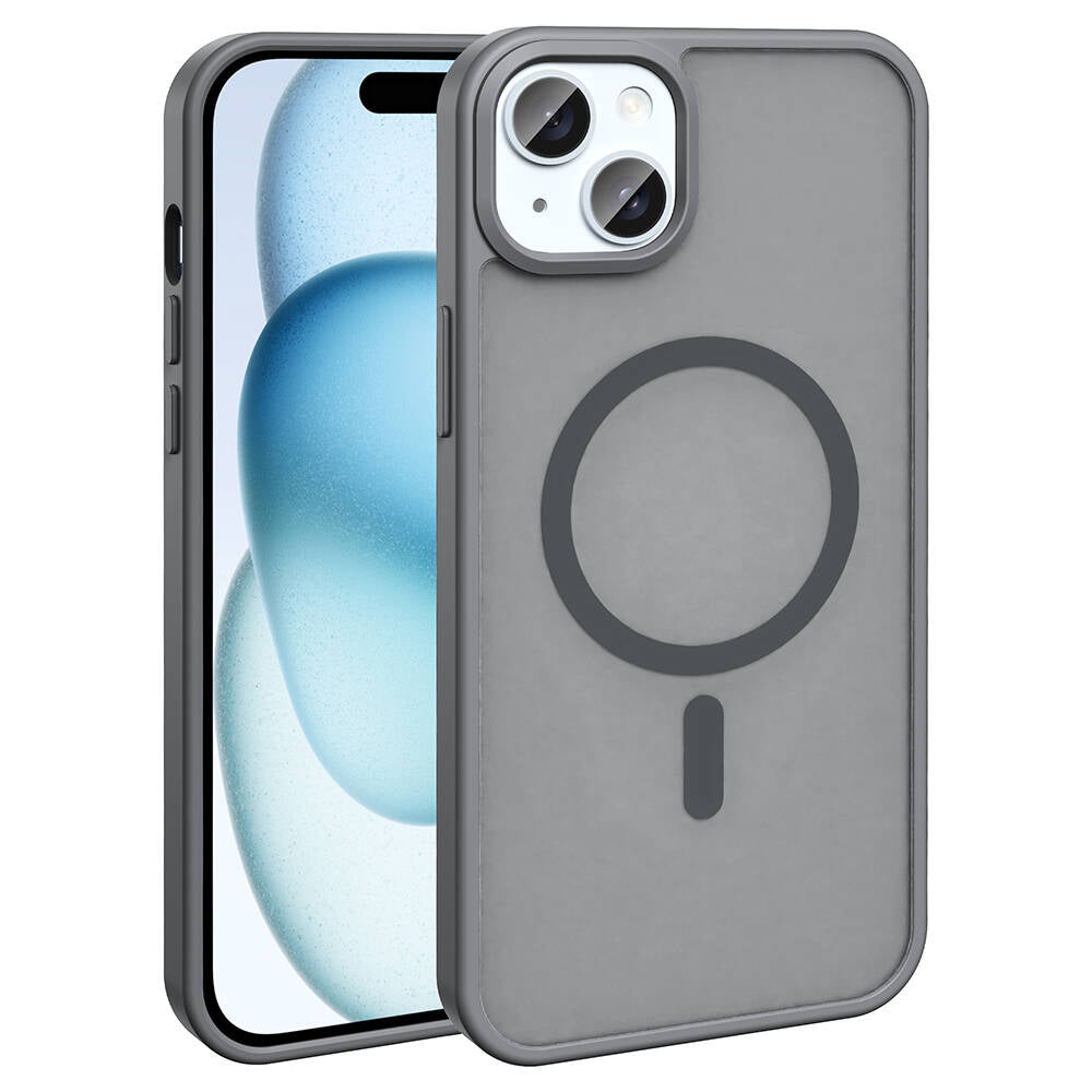 Apple iPhone 13 Kılıf M-safe Şarj Özellikli Mat Arka Yüzey Zore Sio Kapak Gri