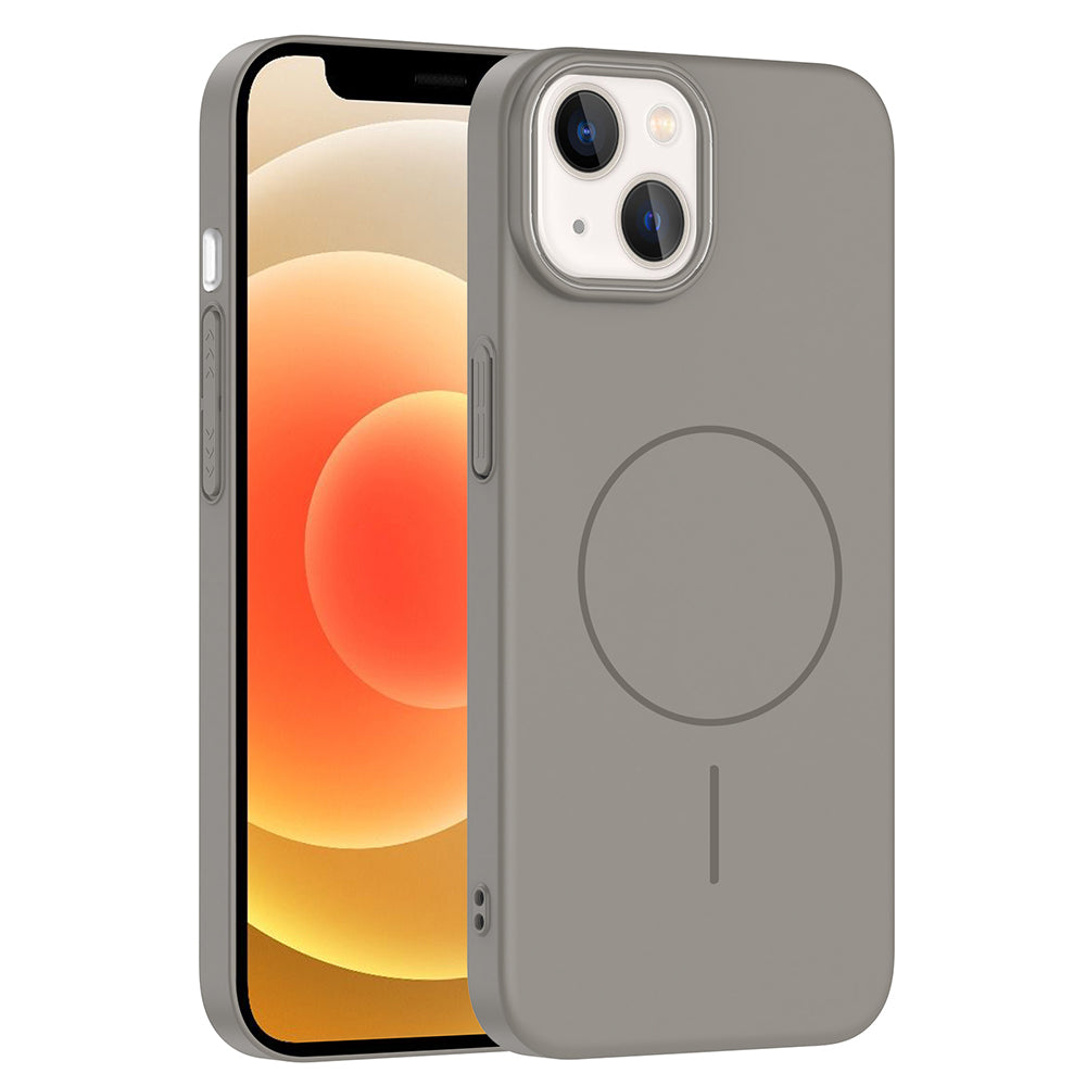 Apple iPhone 13 Kılıf M-safe Şarj Özellikli Zore Ruby Sert Kapak Gri