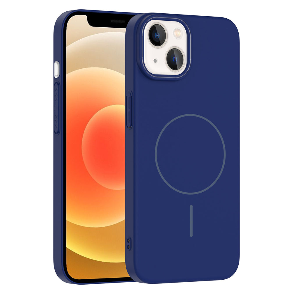 Apple iPhone 13 Kılıf M-safe Şarj Özellikli Zore Ruby Sert Kapak Lacivert