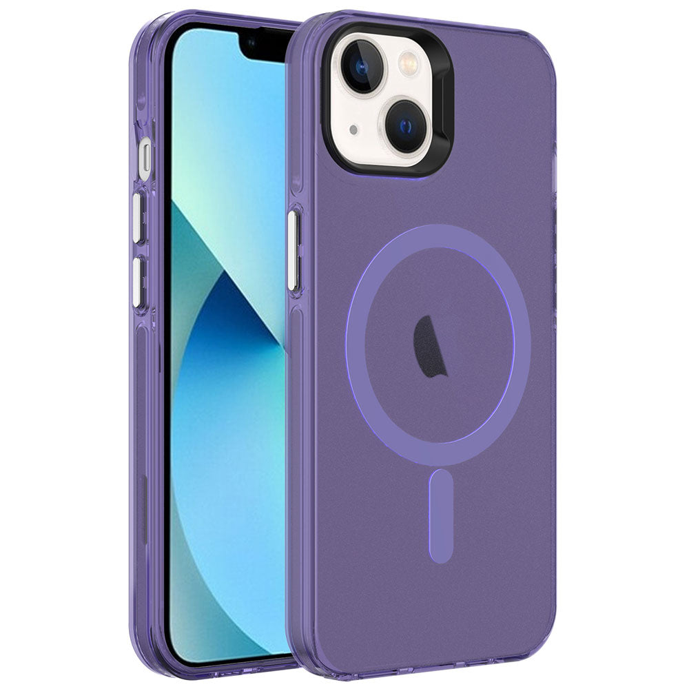 Apple iPhone 13 Kılıf Zore M-safe Şarj Özellikli Buzlu Transparan C-Pro Sert Kapak