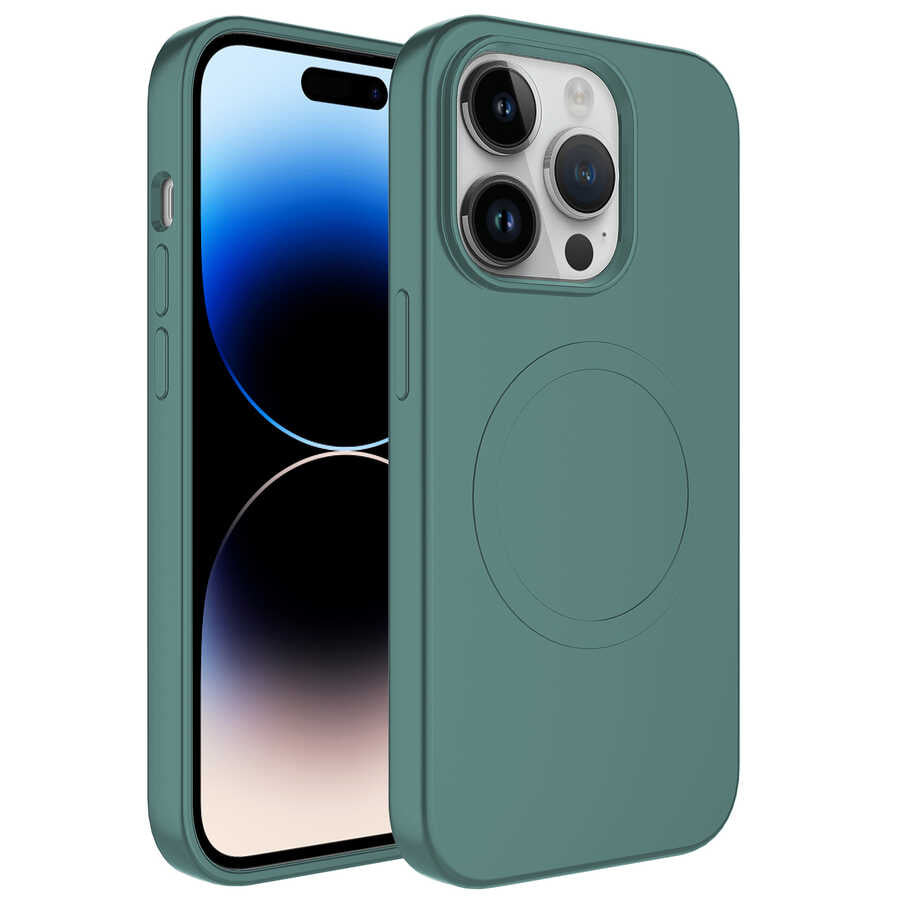Apple iPhone 13 Pro Kılıf M-safe Wireless Şarj Özellikli Pastel Renk Silikon Zore Plas Kapak