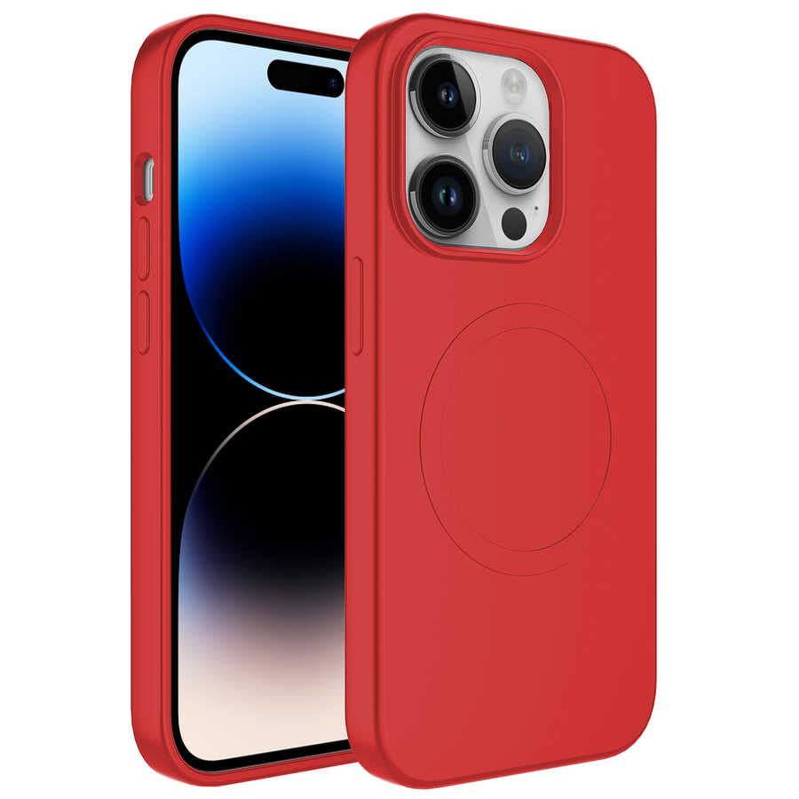 Apple iPhone 13 Pro Kılıf M-safe Wireless Şarj Özellikli Pastel Renk Silikon Zore Plas Kapak