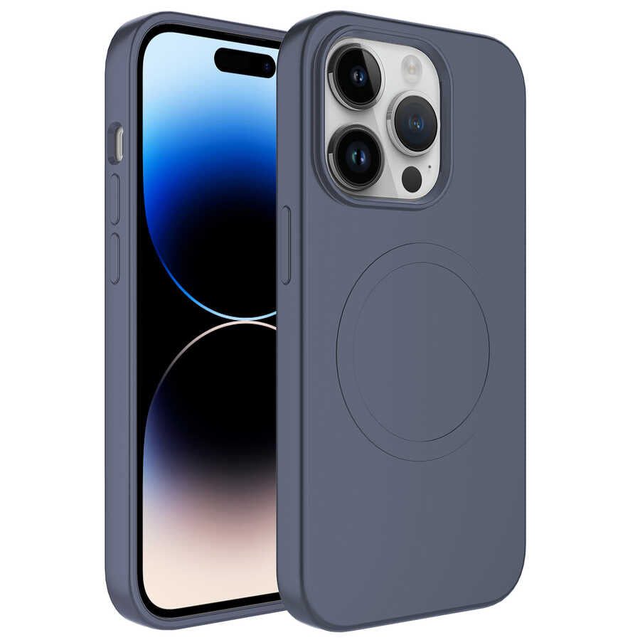 Apple iPhone 13 Pro Kılıf M-safe Wireless Şarj Özellikli Pastel Renk Silikon Zore Plas Kapak
