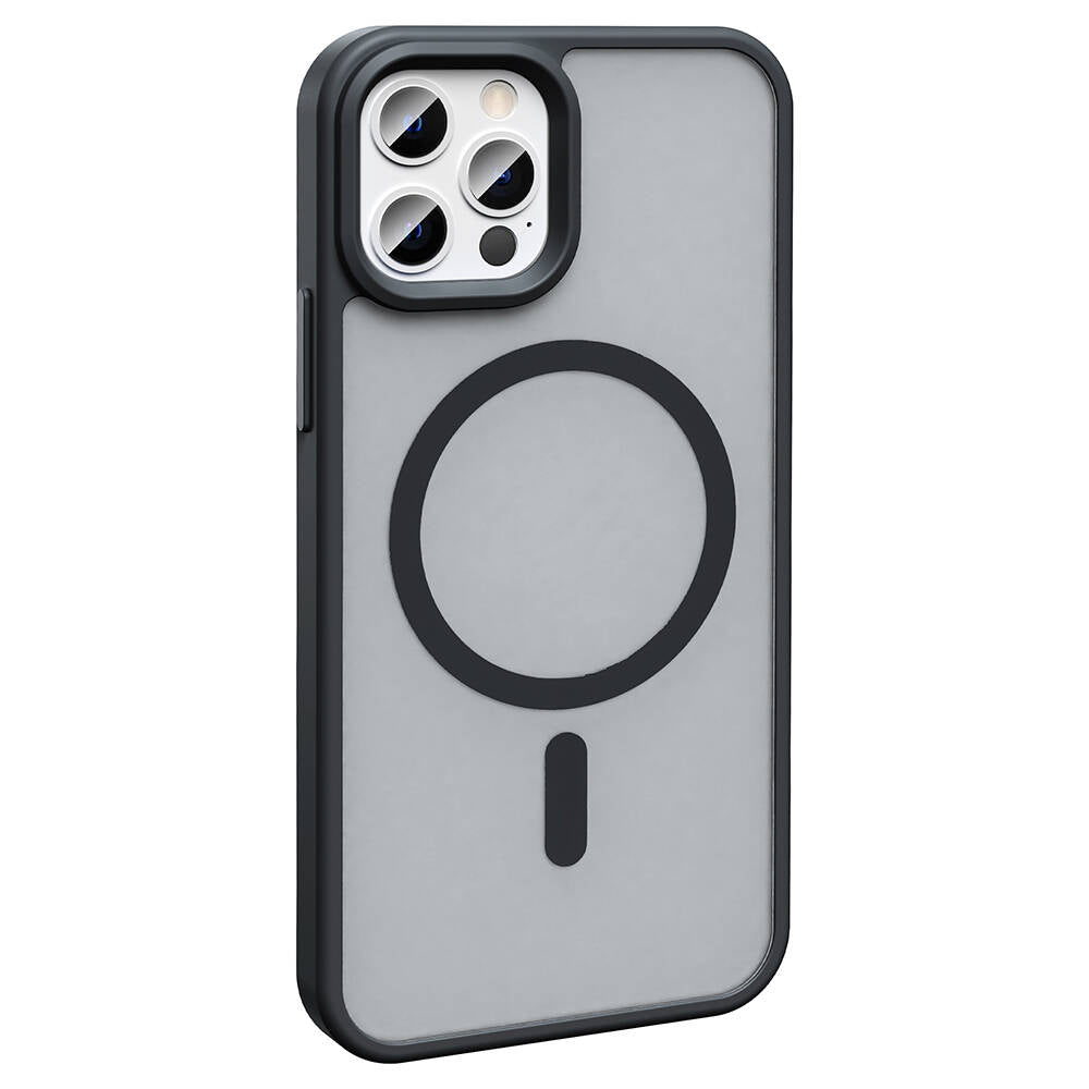 Apple iPhone 13 Pro Max Kılıf M-safe Şarj Özellikli Mat Arka Yüzey Zore Sio Kapak Siyah
