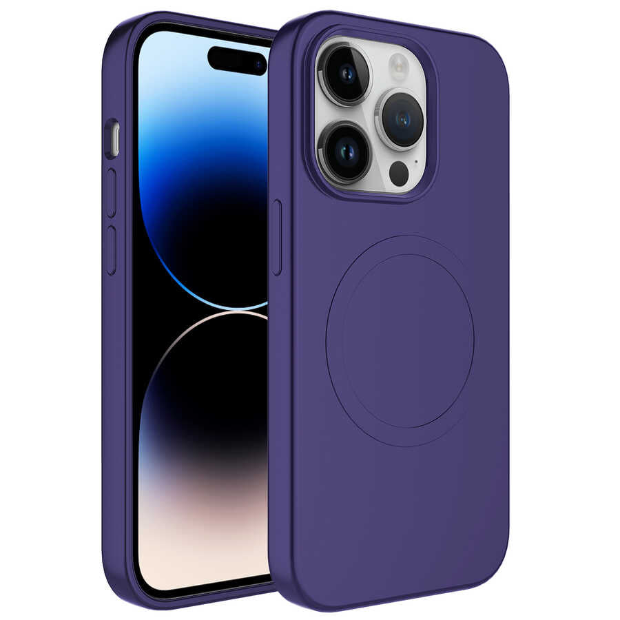 Apple iPhone 13 Pro Max Kılıf M-safe Wireless Şarj Özellikli Pastel Renk Silikon Zore Plas Kapak