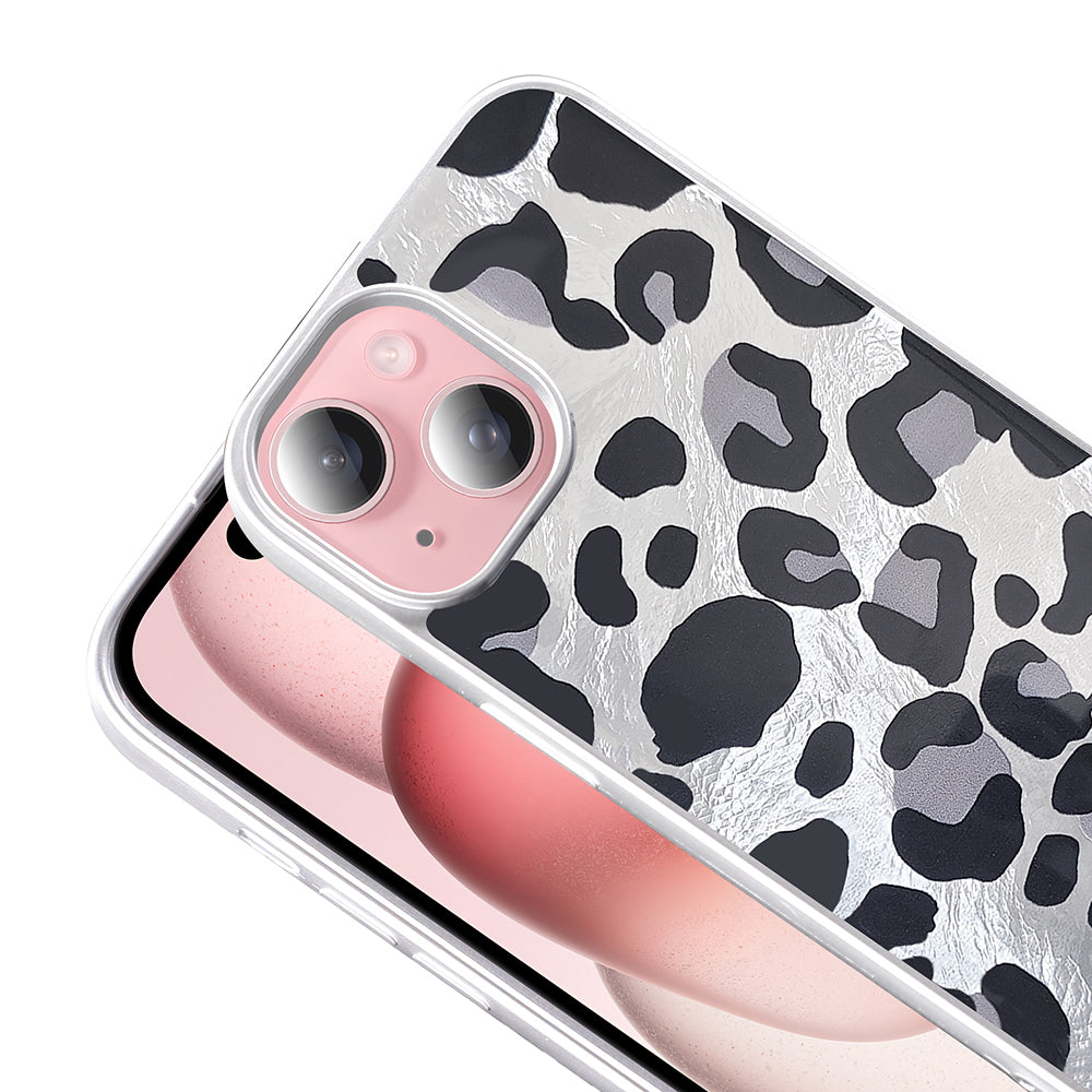 Apple iPhone 14 Kılıf Desenli Zore Mep Kapak Gri Leopar