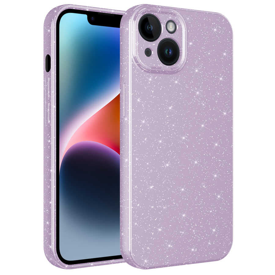 Apple iPhone 14 Kılıf Kamera Korumalı Simli Lüks Zore Koton Kapak