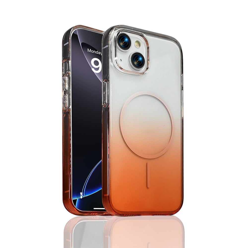 Apple iPhone 14 Kılıf M-Safe Şarj Özellikli Zore Septik Silikon Kapak Turuncu