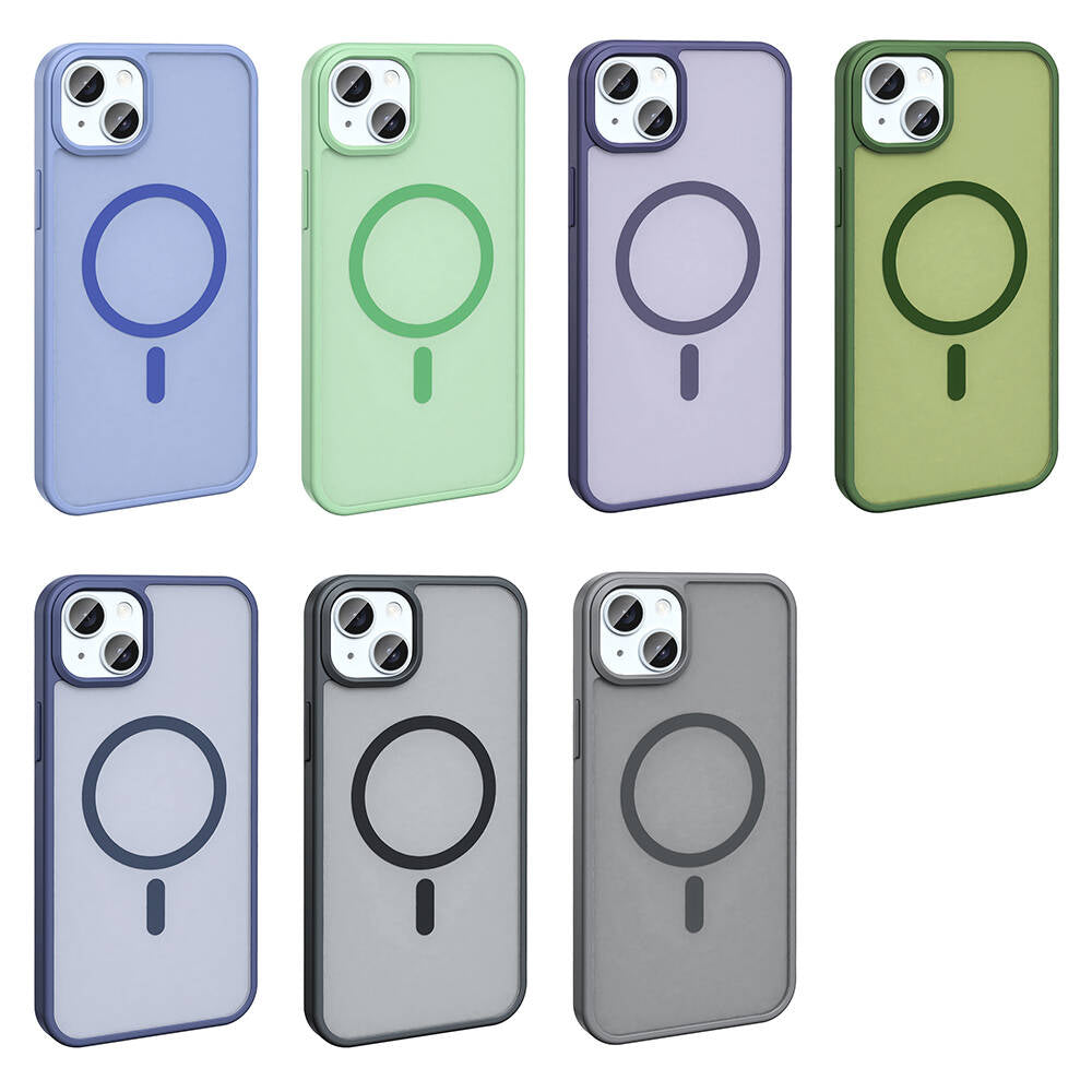 Apple iPhone 14 Kılıf M-safe Şarj Özellikli Mat Arka Yüzey Zore Sio Kapak Gri