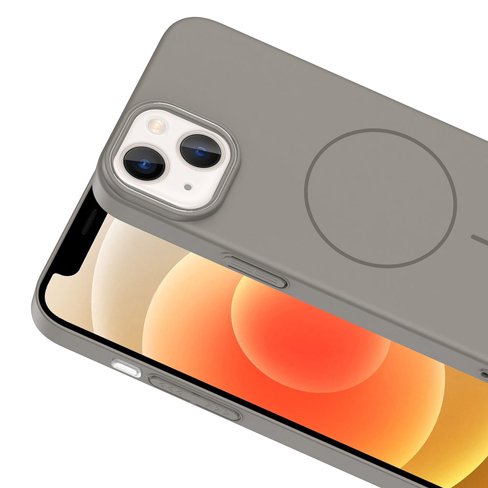 Apple iPhone 14 Kılıf M-safe Şarj Özellikli Zore Ruby Sert Kapak Mürdüm