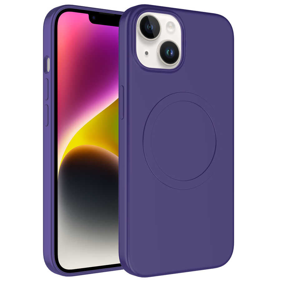 Apple iPhone 14 Kılıf M-safe Wireless Şarj Özellikli Pastel Renk Silikon Zore Plas Kapak