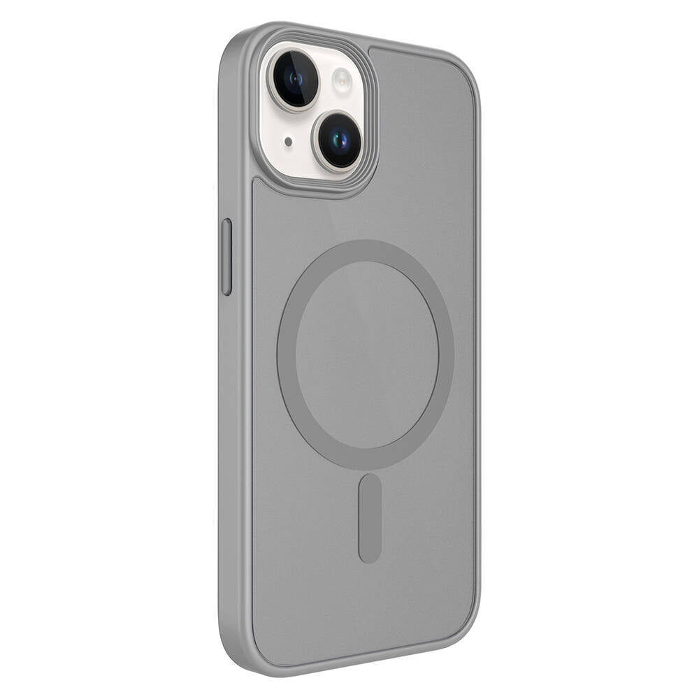 Apple iPhone 14 Kılıf Mat Arka Yüzey Wireless Şarj Özellikli Zore Flet M-safe Kapak Derin Mor