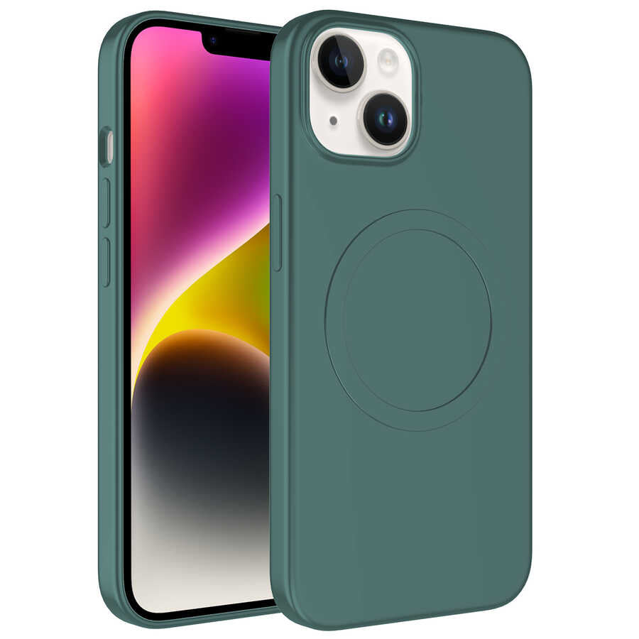 Apple iPhone 14 Plus Kılıf M-safe Wireless Şarj Özellikli Pastel Renk Silikon Zore Plas Kapak