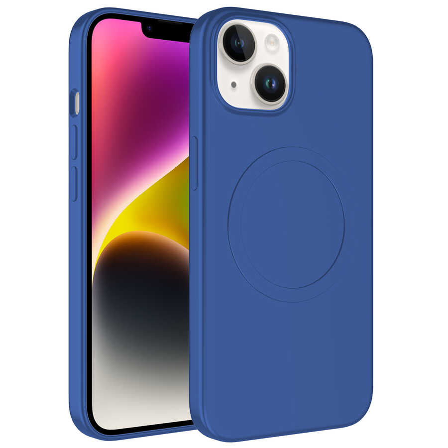 Apple iPhone 14 Plus Kılıf M-safe Wireless Şarj Özellikli Pastel Renk Silikon Zore Plas Kapak