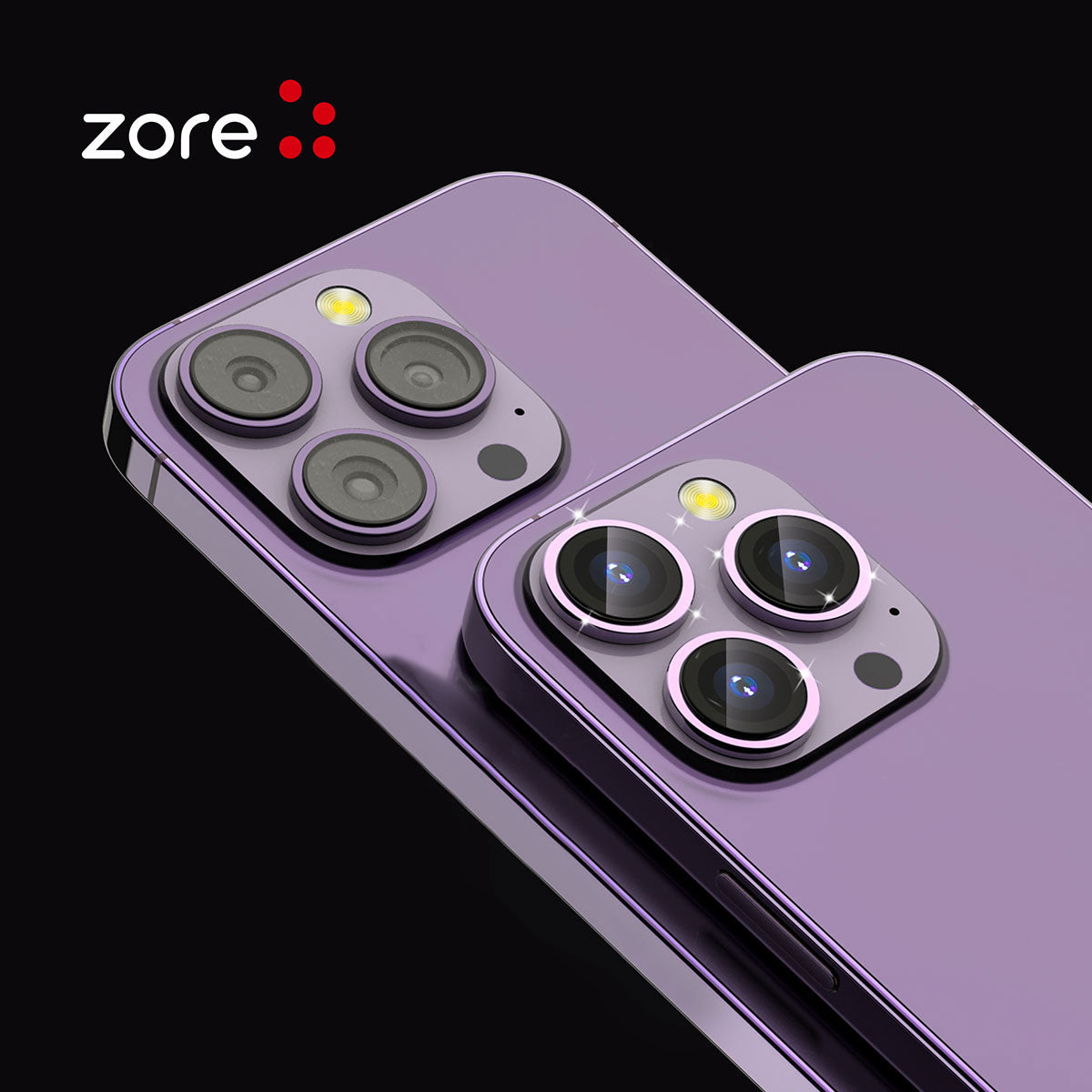 Apple iPhone 14 Plus Zore CL-12 Premium Safir Parmak İzi Bırakmayan Anti-Reflective Kamera Lens Koruyucu Mor