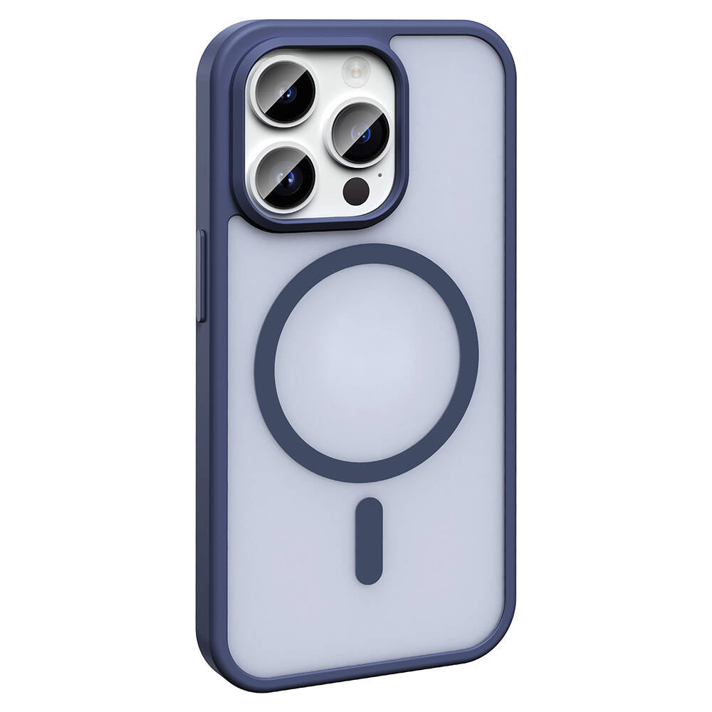 Apple iPhone 14 Pro Kılıf M-safe Şarj Özellikli Mat Arka Yüzey Zore Sio Kapak Koyu Mor