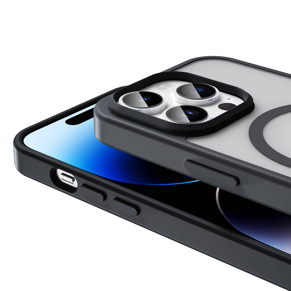 Apple iPhone 14 Pro Kılıf M-safe Şarj Özellikli Mat Arka Yüzey Zore Sio Kapak Koyu Mor