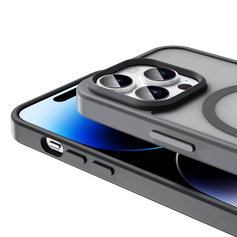 Apple iPhone 14 Pro Kılıf M-safe Şarj Özellikli Mat Arka Yüzey Zore Sio Kapak Koyu Mor