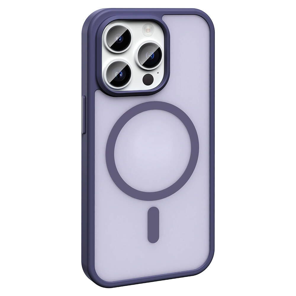 Apple iPhone 14 Pro Kılıf M-safe Şarj Özellikli Mat Arka Yüzey Zore Sio Kapak Koyu Mor