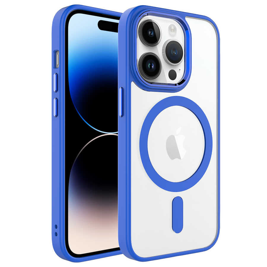 Apple iPhone 14 Pro Kılıf Wireless Şarj Özellikli Zore Krom M-safe Silikon Kapak
