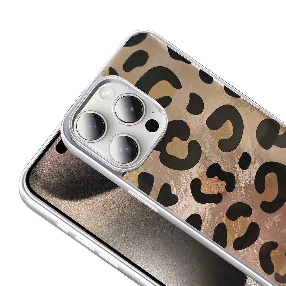 Apple iPhone 14 Pro Max Kılıf Desenli Zore Mep Kapak Gold Leopar