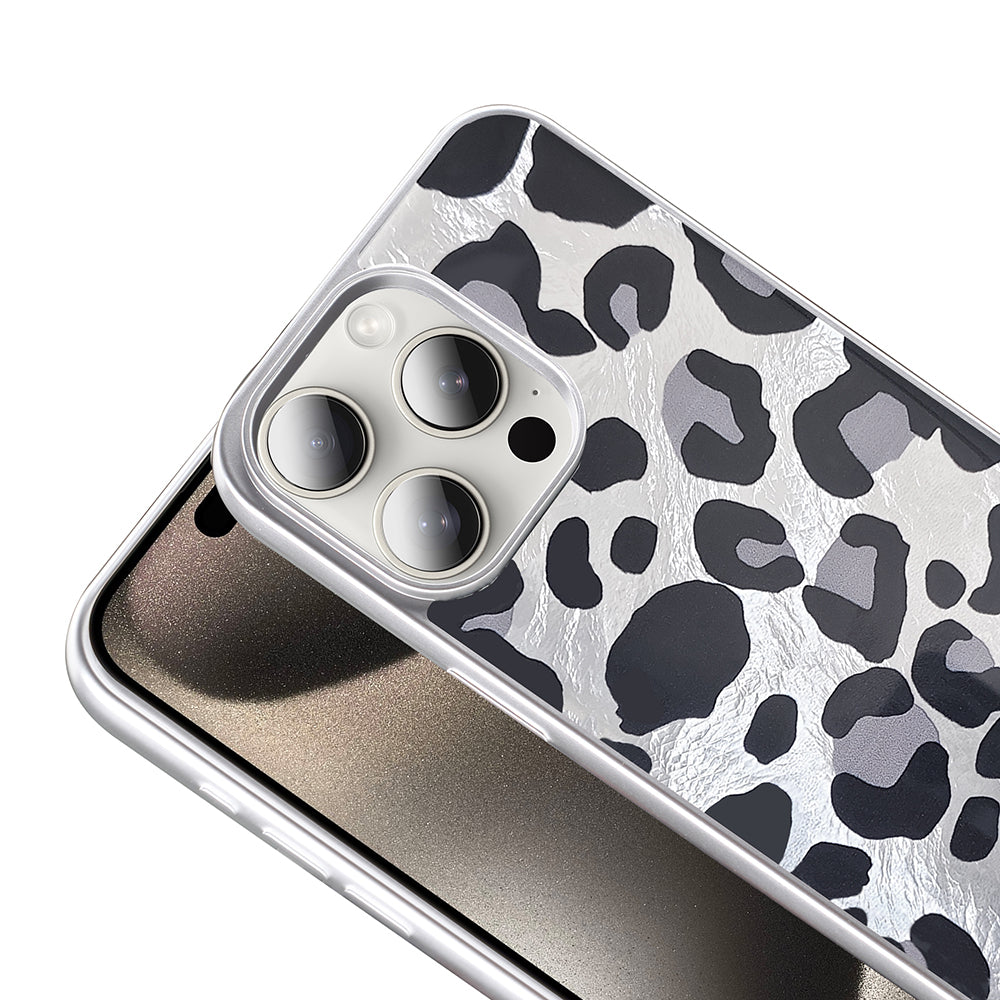 Apple iPhone 14 Pro Max Kılıf Desenli Zore Mep Kapak Gri Leopar