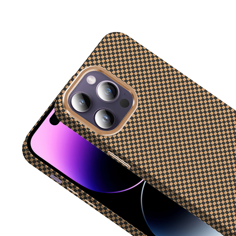 Apple iPhone 14 Pro Max Kılıf M-safe Şarj Özellikli Karbon Fiber Görünümlü Zore Gros Kapak Gri-Siyah