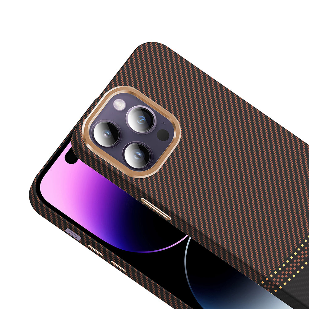 Apple iPhone 14 Pro Max Kılıf M-safe Şarj Özellikli Karbon Fiber Görünümlü Zore Gros Kapak Lacivert