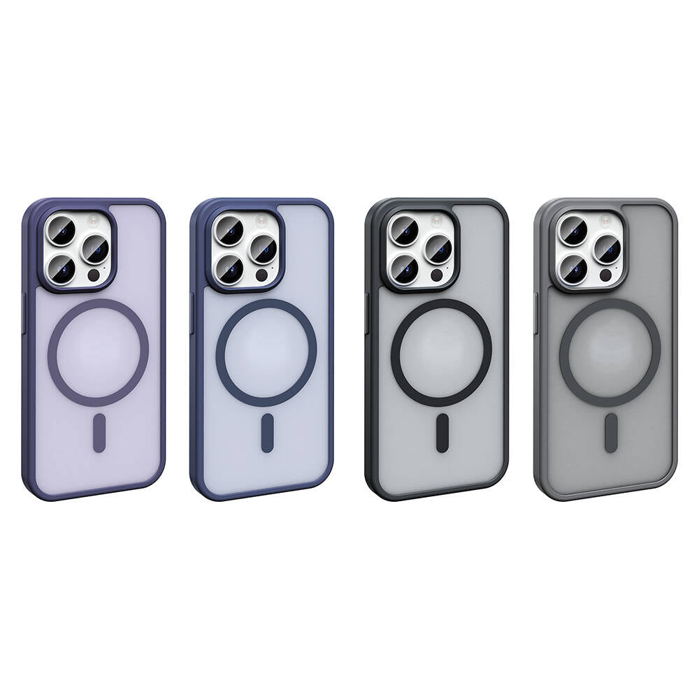 Apple iPhone 14 Pro Max Kılıf M-safe Şarj Özellikli Mat Arka Yüzey Zore Sio Kapak Lacivert