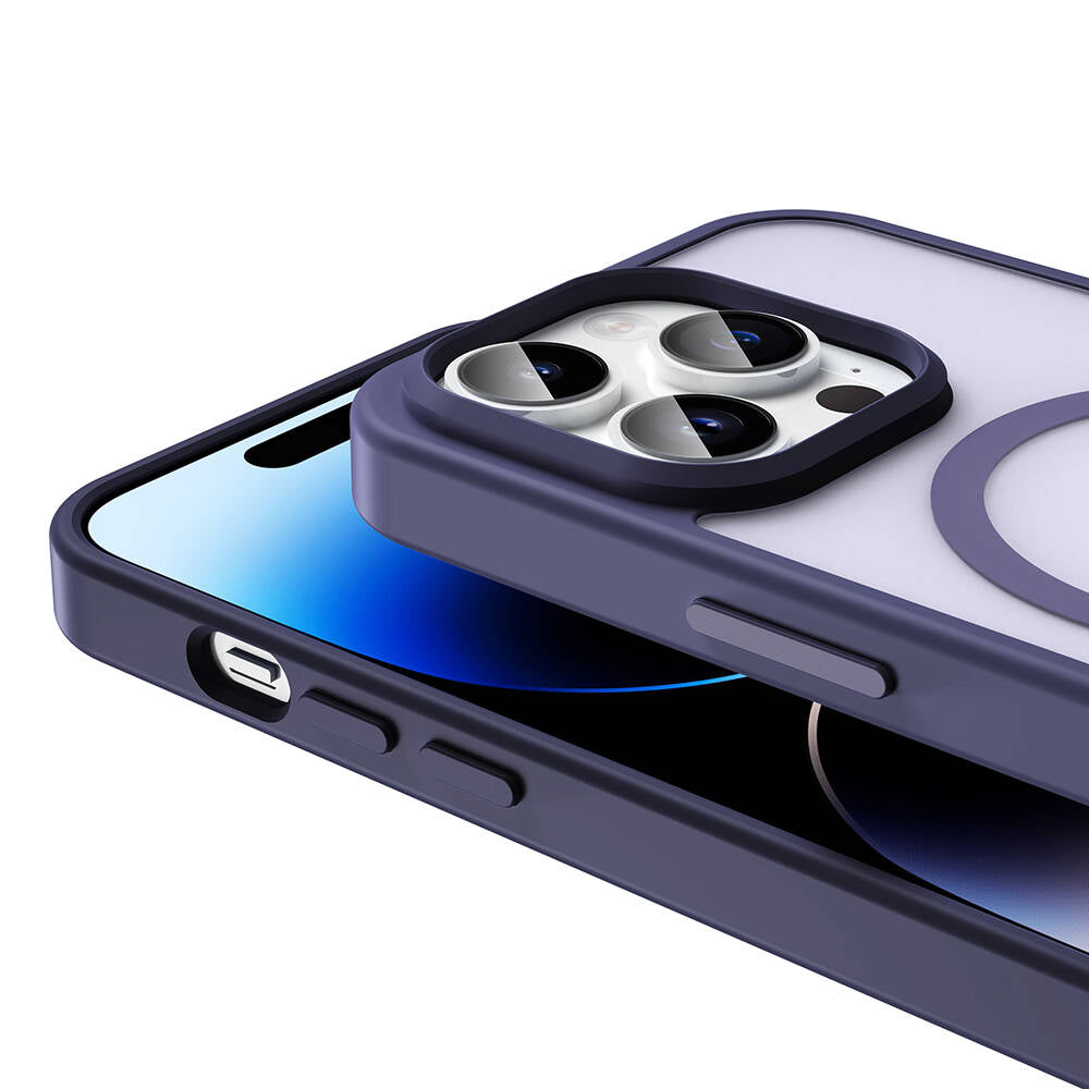 Apple iPhone 14 Pro Max Kılıf M-safe Şarj Özellikli Mat Arka Yüzey Zore Sio Kapak Derin Mor