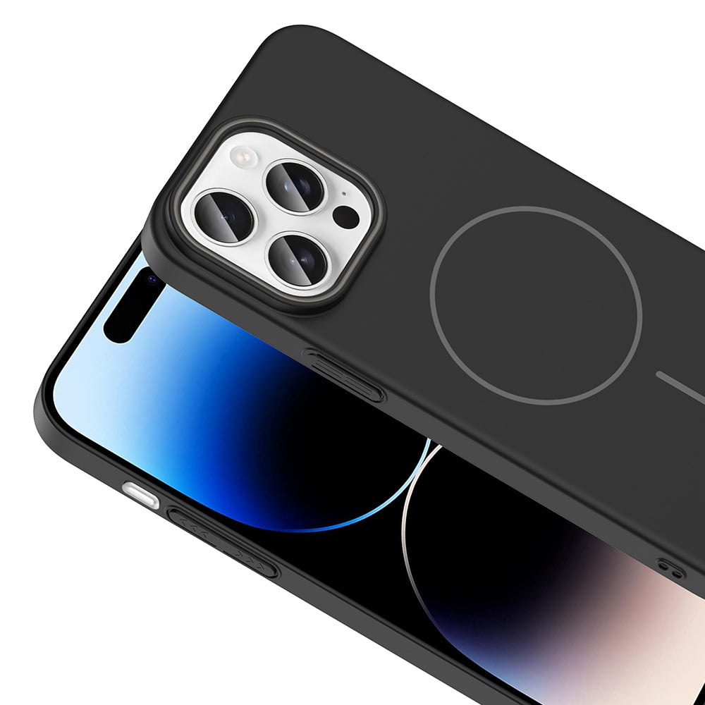 Apple iPhone 14 Pro Max Kılıf M-safe Şarj Özellikli Zore Ruby Sert Kapak Mürdüm