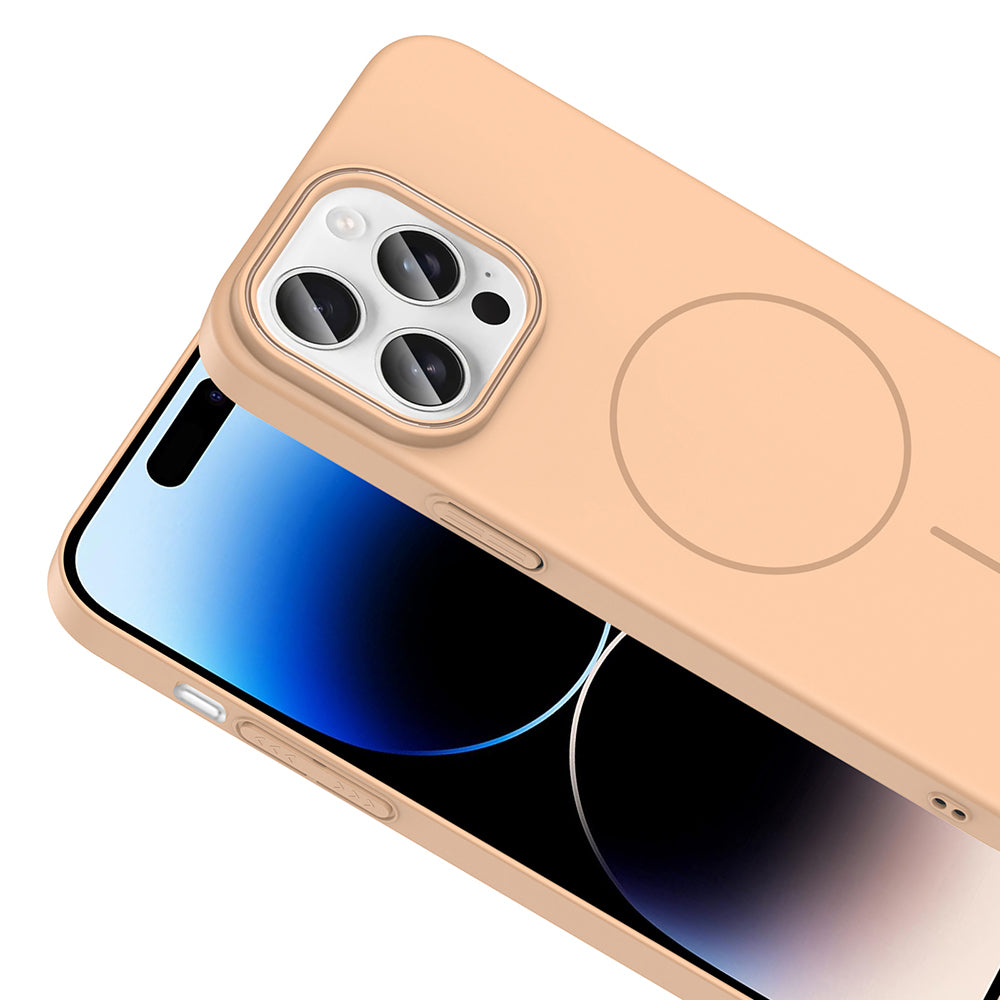 Apple iPhone 14 Pro Max Kılıf M-safe Şarj Özellikli Zore Ruby Sert Kapak Desert Titanyum