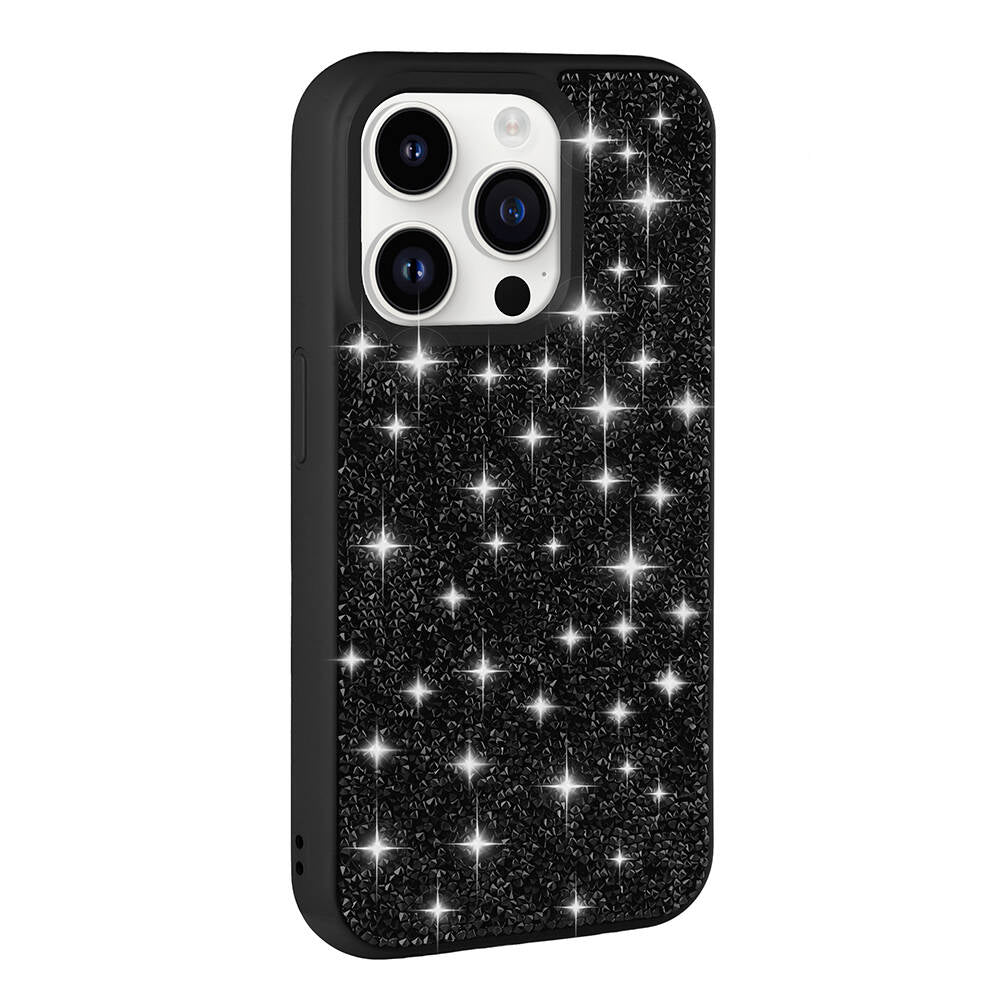 Apple iPhone 14 Pro Max Kılıf Parlak Taşlı Tasarım Zore Pırlanta Kapak Siyah