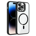 Apple iPhone 14 Pro Max Kılıf Standlı ve Kamera Lens Hediyeli M-Safe Şarj Özellikli Zore Etro Kapak