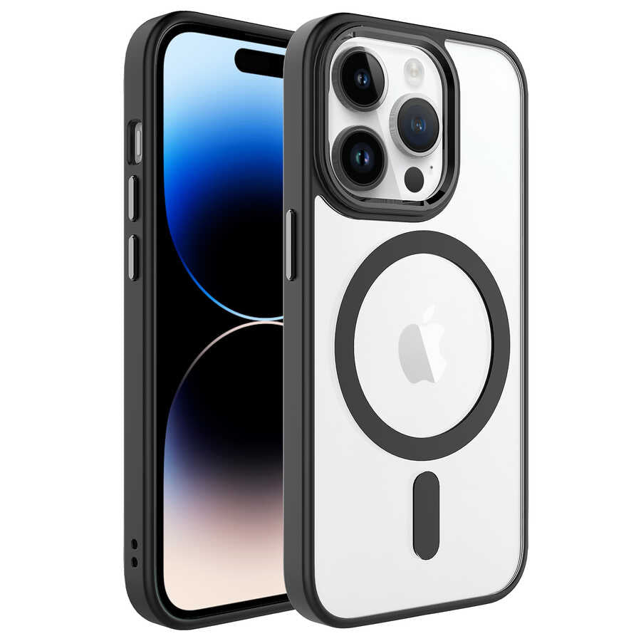 Apple iPhone 14 Pro Max Kılıf Wireless Şarj Özellikli Zore Krom M-safe Silikon Kapak