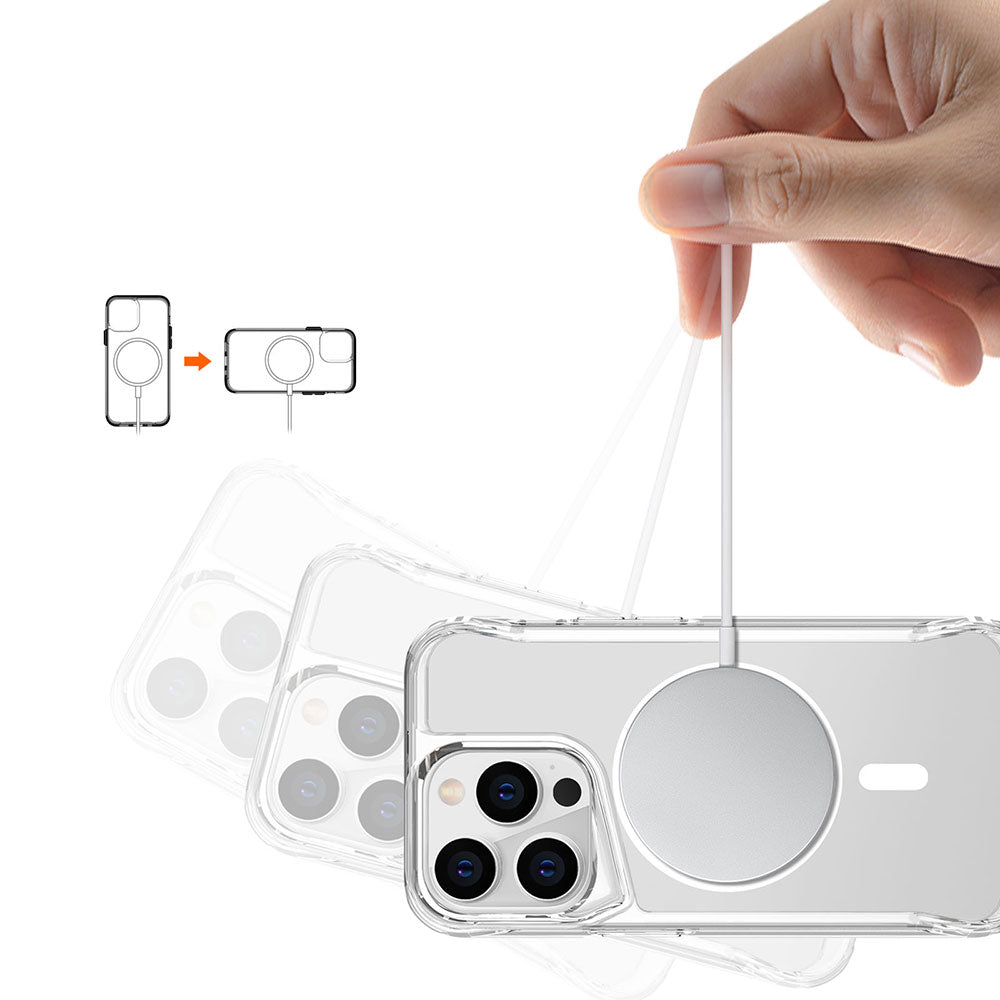 Apple iPhone 14 Pro Max Kılıf Zore M-safe Şarj Özellikli T-Max M-safe Kapak Renksiz