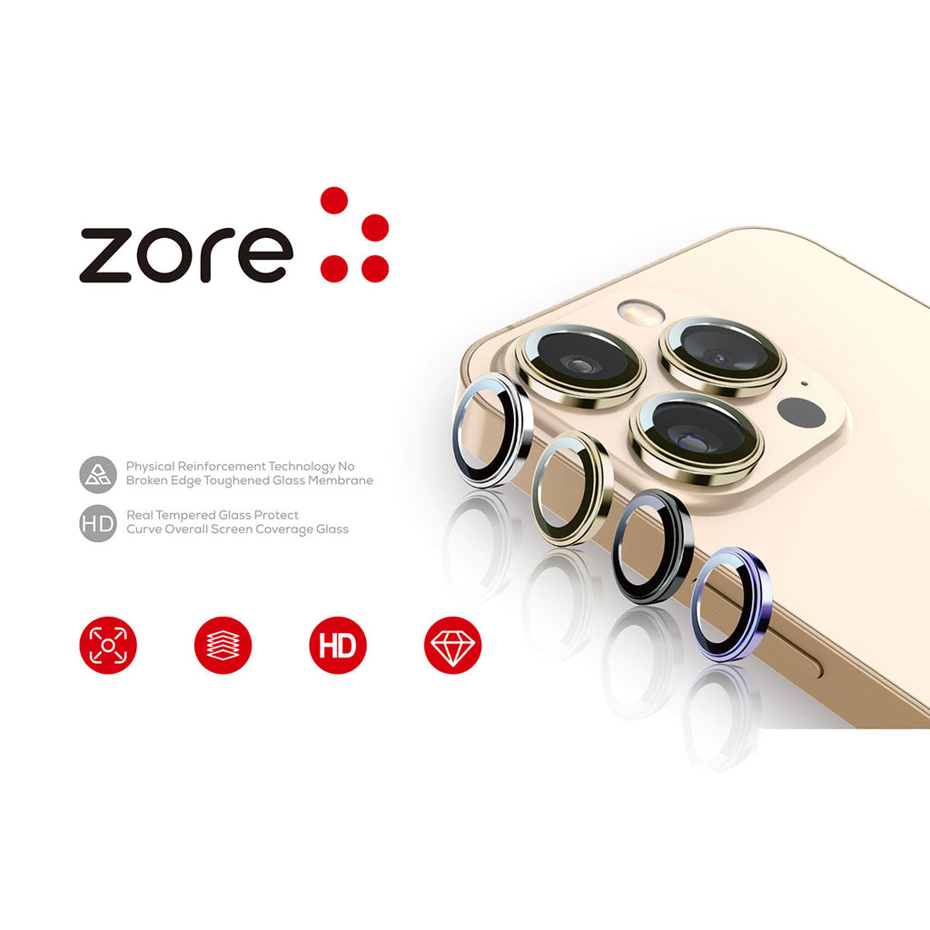 Apple iPhone 14 Zore CL-12 Premium Safir Parmak İzi Bırakmayan Anti-Reflective Kamera Lens Koruyucu Mor