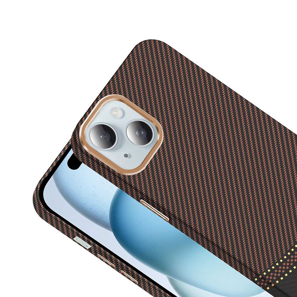 Apple iPhone 15 Kılıf M-safe Şarj Özellikli Karbon Fiber Görünümlü Zore Gros Kapak Siyah