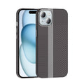 Apple iPhone 15 Kılıf M-safe Şarj Özellikli Karbon Fiber Görünümlü Zore Gros Kapak Gri-Siyah