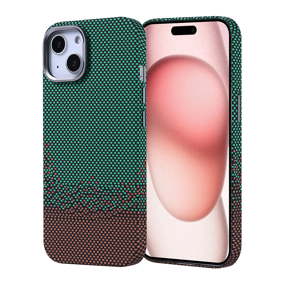 Apple iPhone 15 Kılıf M-safe Şarj Özellikli Karbon Fiber Görünümlü Zore Nekst Kapak Gold