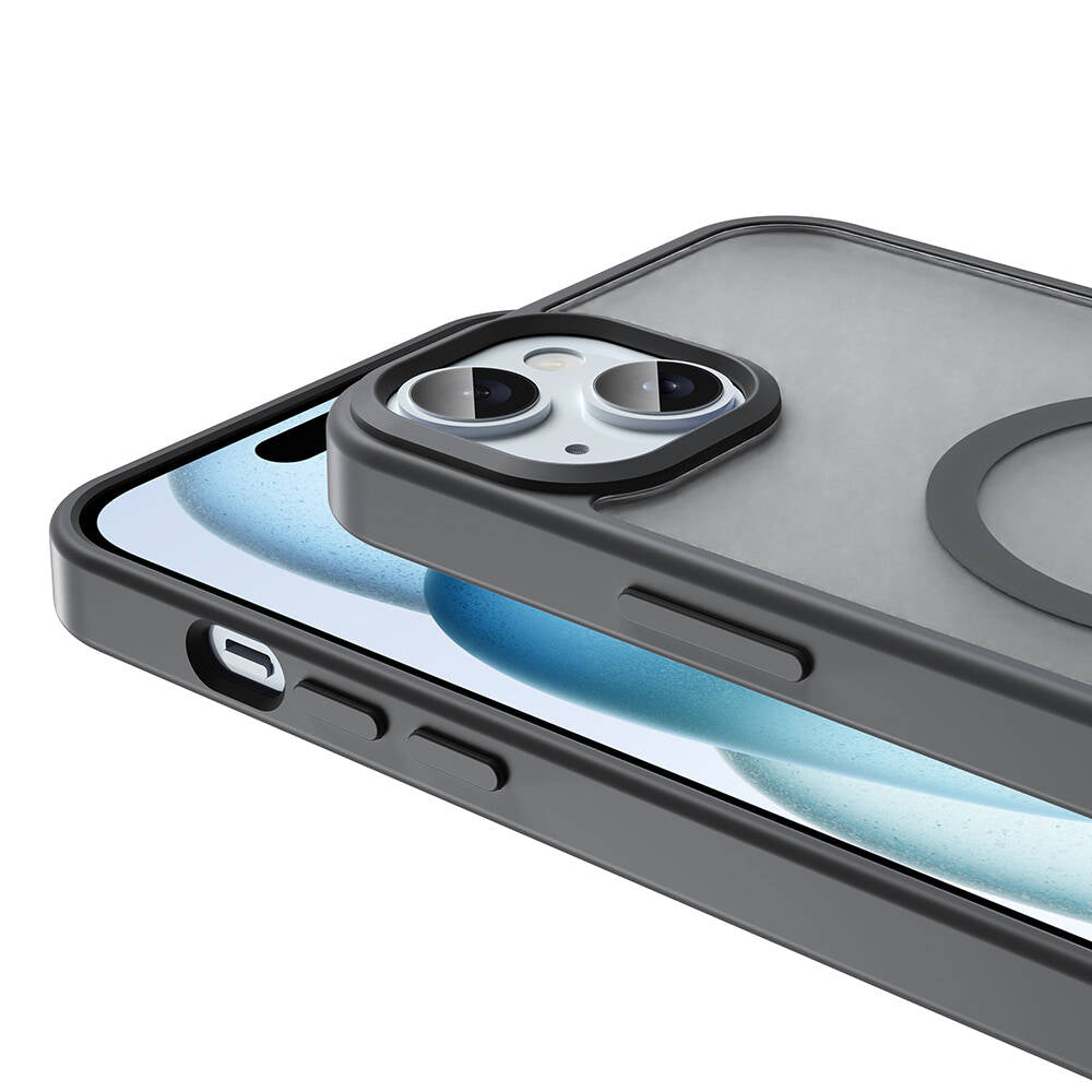 Apple iPhone 15 Kılıf M-safe Şarj Özellikli Mat Arka Yüzey Zore Sio Kapak Koyu Mor