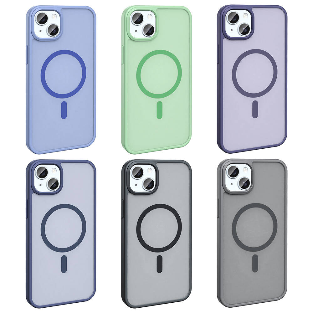 Apple iPhone 15 Kılıf M-safe Şarj Özellikli Mat Arka Yüzey Zore Sio Kapak Lila