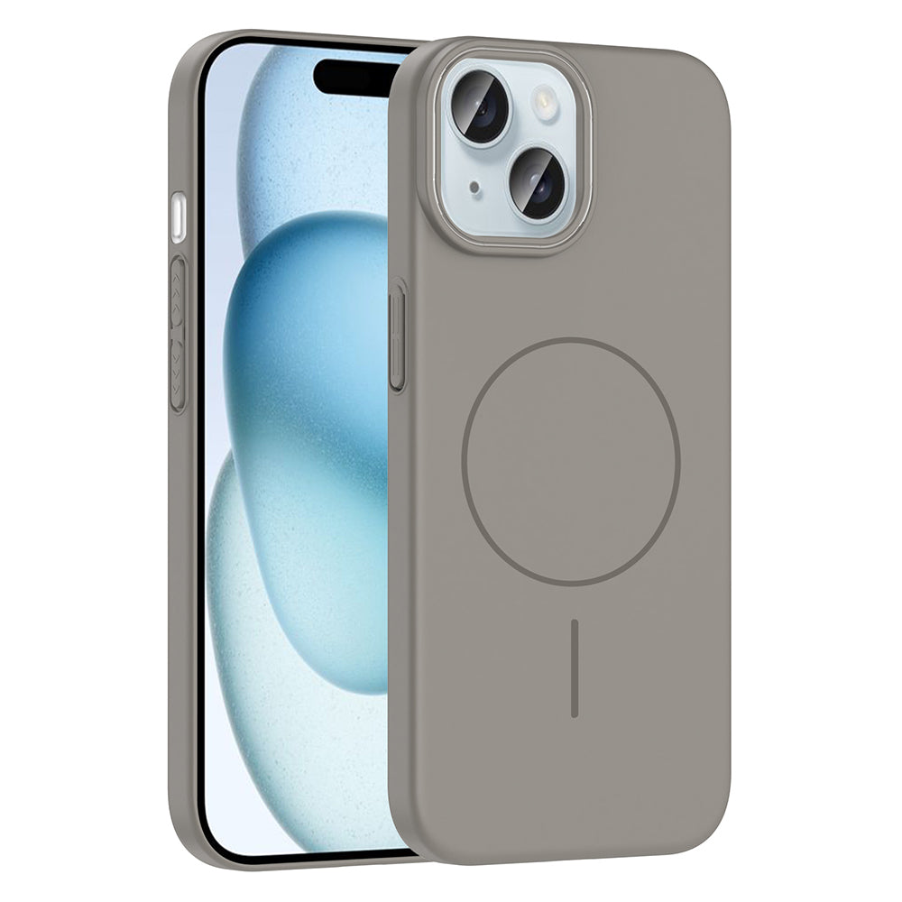 Apple iPhone 15 Kılıf M-safe Şarj Özellikli Zore Ruby Sert Kapak Desert Titanyum