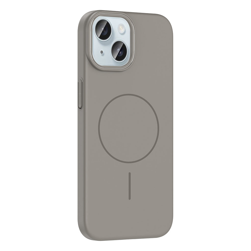 Apple iPhone 15 Kılıf M-safe Şarj Özellikli Zore Ruby Sert Kapak Desert Titanyum