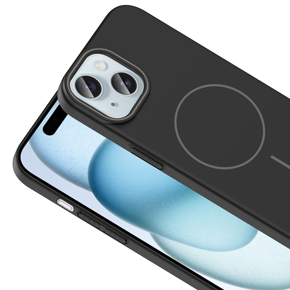 Apple iPhone 15 Kılıf M-safe Şarj Özellikli Zore Ruby Sert Kapak Gri