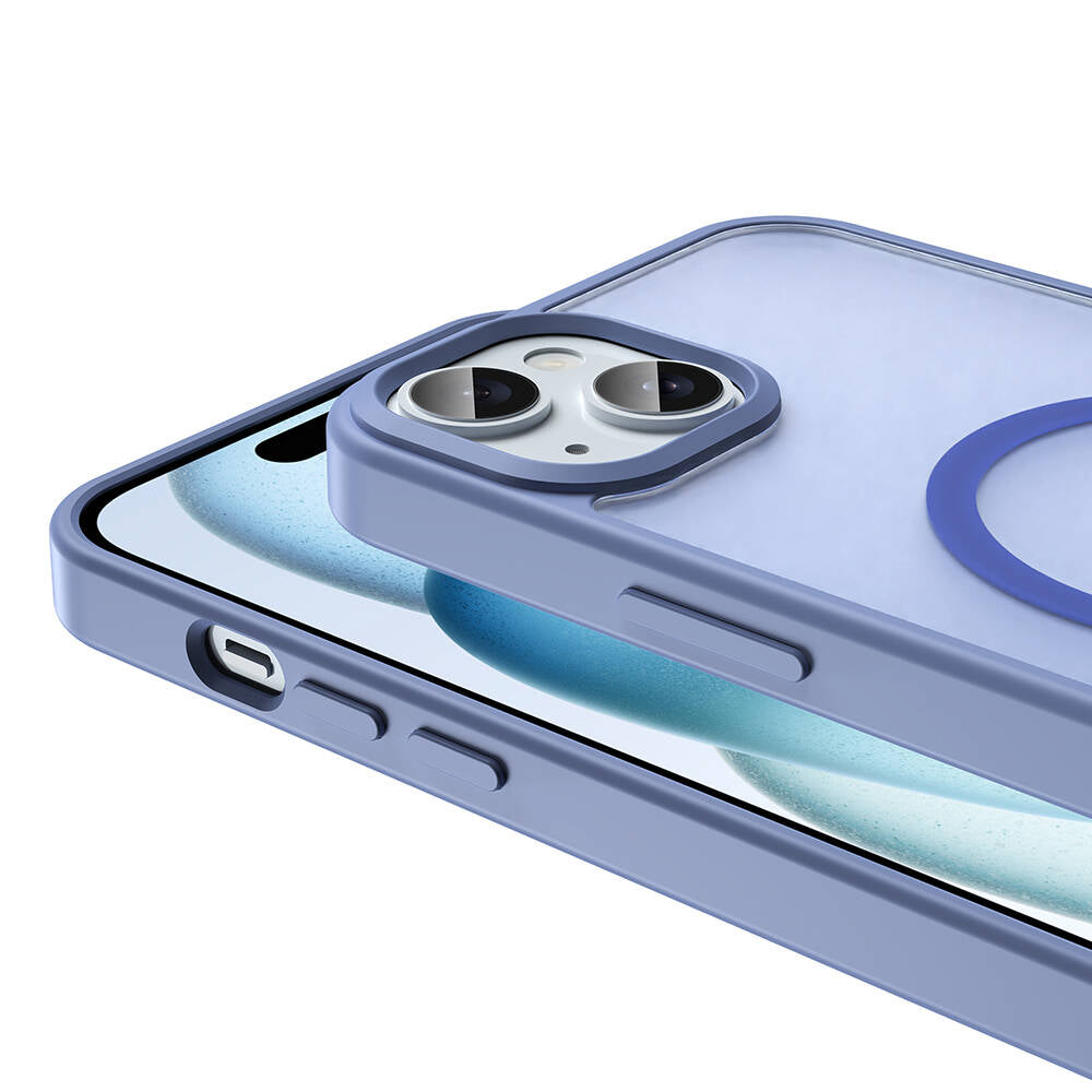 Apple iPhone 15 Plus Kılıf M-safe Şarj Özellikli Mat Arka Yüzey Zore Sio Kapak Derin Mor